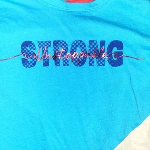 Blue and white (strong, unstoppable) shirt
